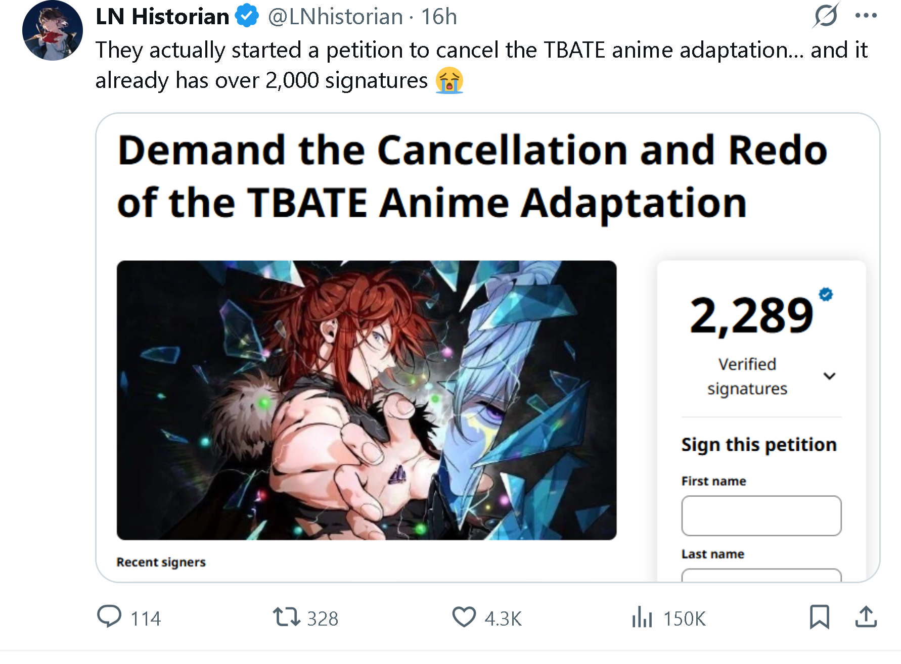 Somebody Started A Petition To Cancel The On Going TBATE Adaptation ...