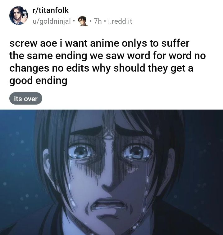 People hate how attack on titan played out and its ok to have an opinion  but. : r/MyAnimeList