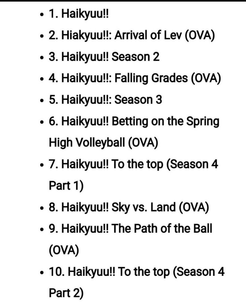 All 4 'Haikyuu!!' Seasons in Order (Including Movies & OVAs)