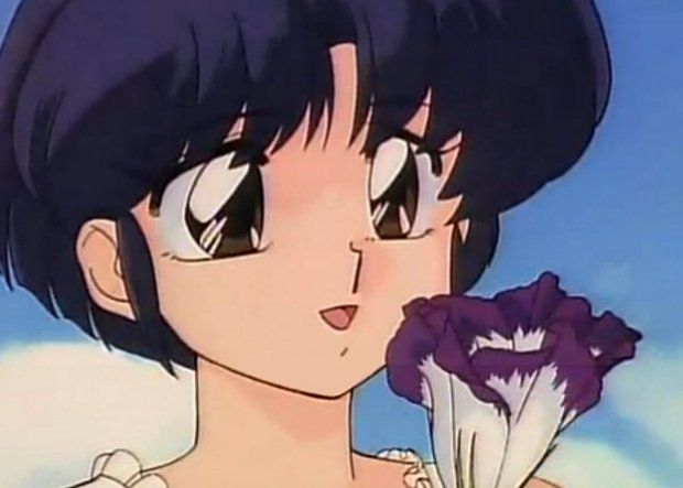 Ranma 1/2 Akane has a flower