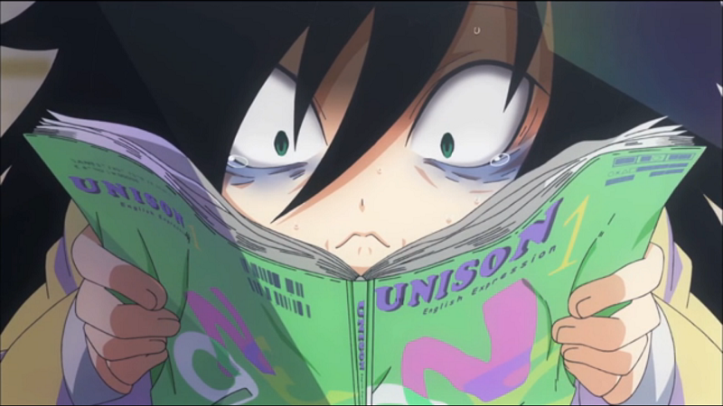 Tomoko from Watashi ga Motenai no wa Dou Kangaetemo Omaera ga Warui! Anxious Hiding Behind Reading Material