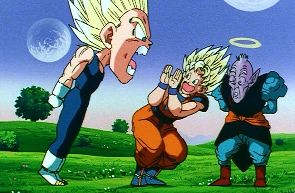 Dragon Ball Z Vegeta, Goku, and Elder Kai