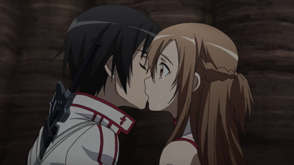 Hot Moments Sword Art Online Kirito kiss Asuna 