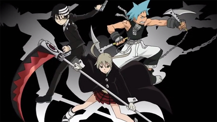 Maka and Soul from Soul Eater (left) and Soul Eater Not! (right