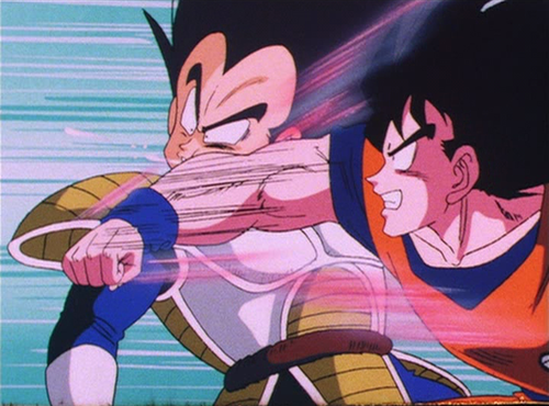 Dragon Ball Z Goku punches Vegeta