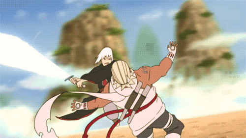 Naruto Shippuuden Killer Bee versus Sasuke's Taka Naruto gif