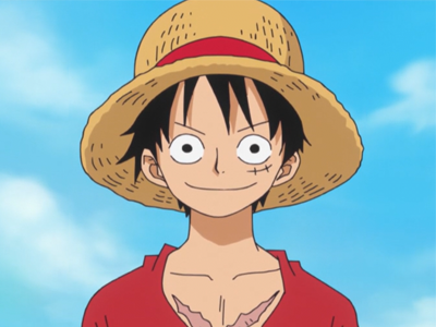 Luffy, one piece hero, smiling under the sun with his straw hat