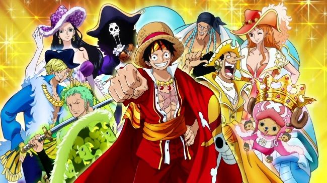 The Straw Hat Pirates from the One Piece New World Saga and Dressrosa Arc