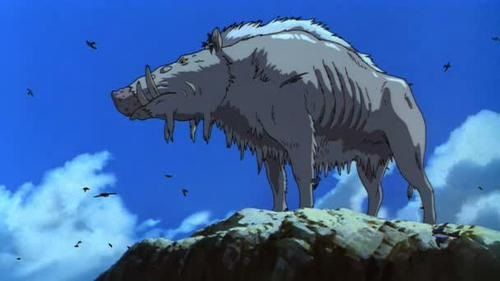 Animal Characters of Mononoke Hime boar Okkoto wolf deer