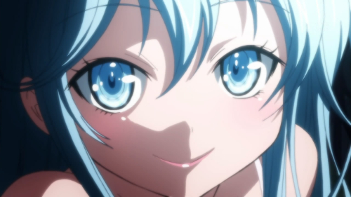 anime girl with light blue hair and blue eyes