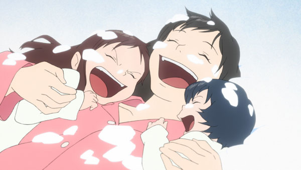 Wolf Children Hana Ame and Yuki anime family