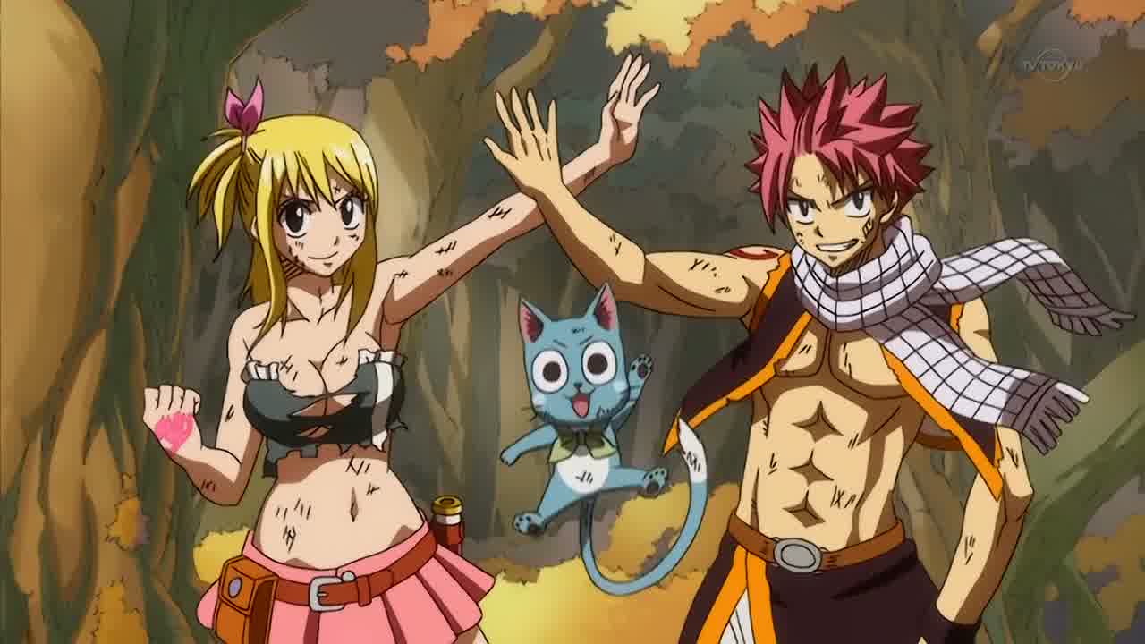 Fairy Tail Lucy Heartfilia, Happy & Natsu Dragneel