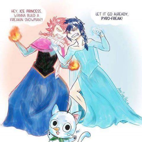 Fairy Tail Natsu Dragneel, Gray Fullbuster, Happy Frozen Fairy Tail memes