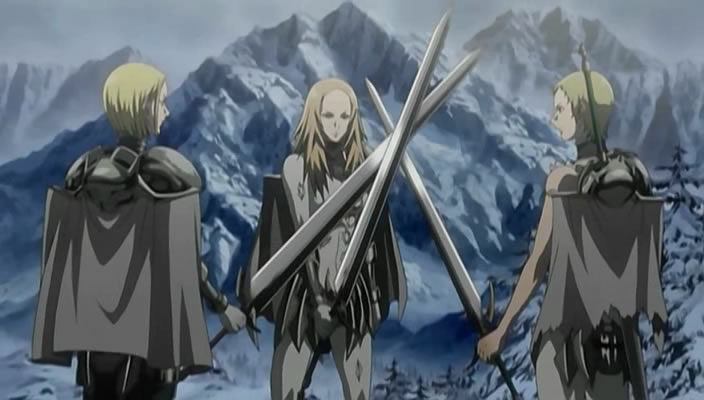 Claymore: Helen, Deneve, Miria anime swords