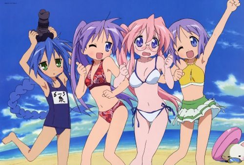 Check out these anime bikini babes from Love Live! and some anime swimsuit hunks! konata izumi
