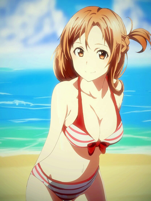 Check out these anime bikini babes from Love Live! and some anime swimsuit hunks! Asuna Yuuki