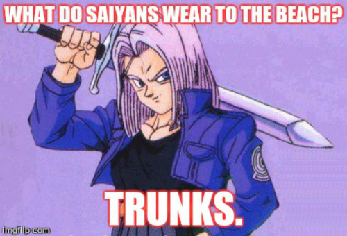 trunks, dragon ball z, funny, pun, 