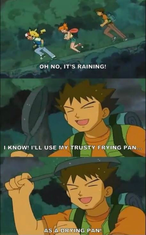 brock, pokemon, drying pan, frying 