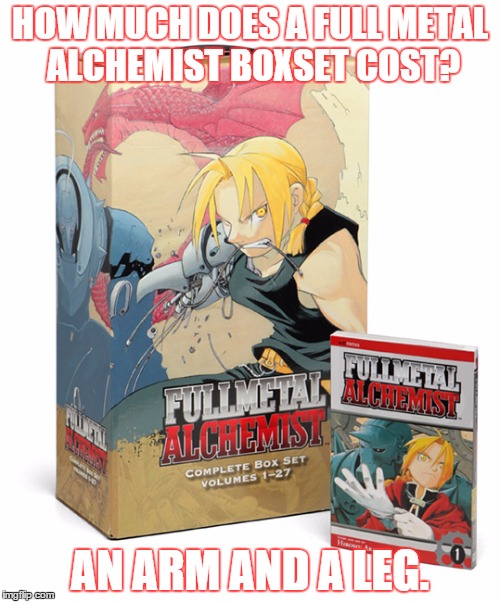 full metal alchemist, box set, joke, 