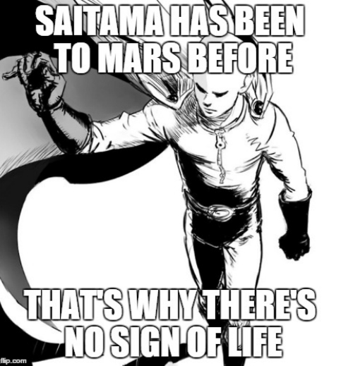 one punch man, saitama, mars, funny, pun, joke