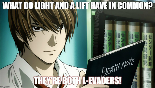 death note, light, l, funny, pun, joke