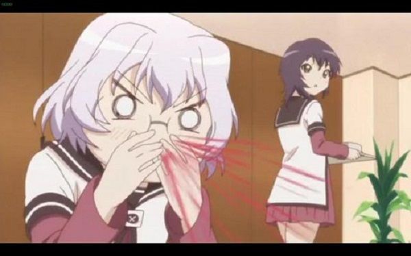 Anime Nose Bleed Dripping Snot Yuru Yuri GIF | GIFDB.com