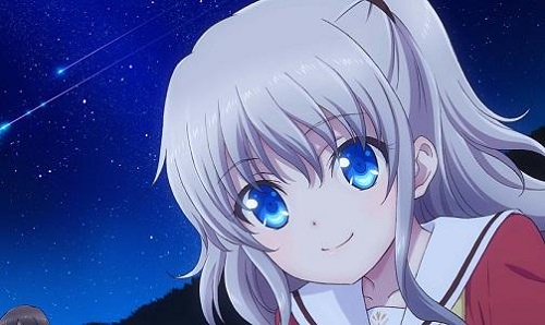 anime girl with blue eyes and white hair