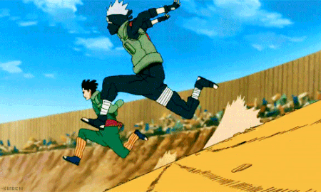Kakashi and Guy from Naruto anime running