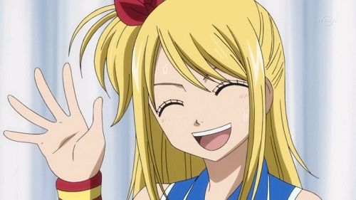 Lucy Heartfilia from Fairy Tail has a cute anime smile!