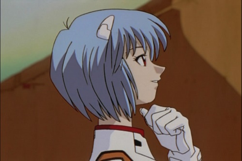 Rei Ayanami from Neon Genesis Evangelion has a cute anime smile!