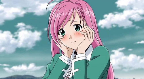 Moka Akashiya from Rosario to Vampire has a cute anime smile!