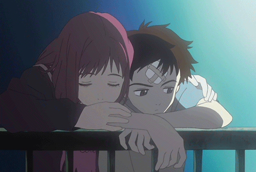FLCL anime hug