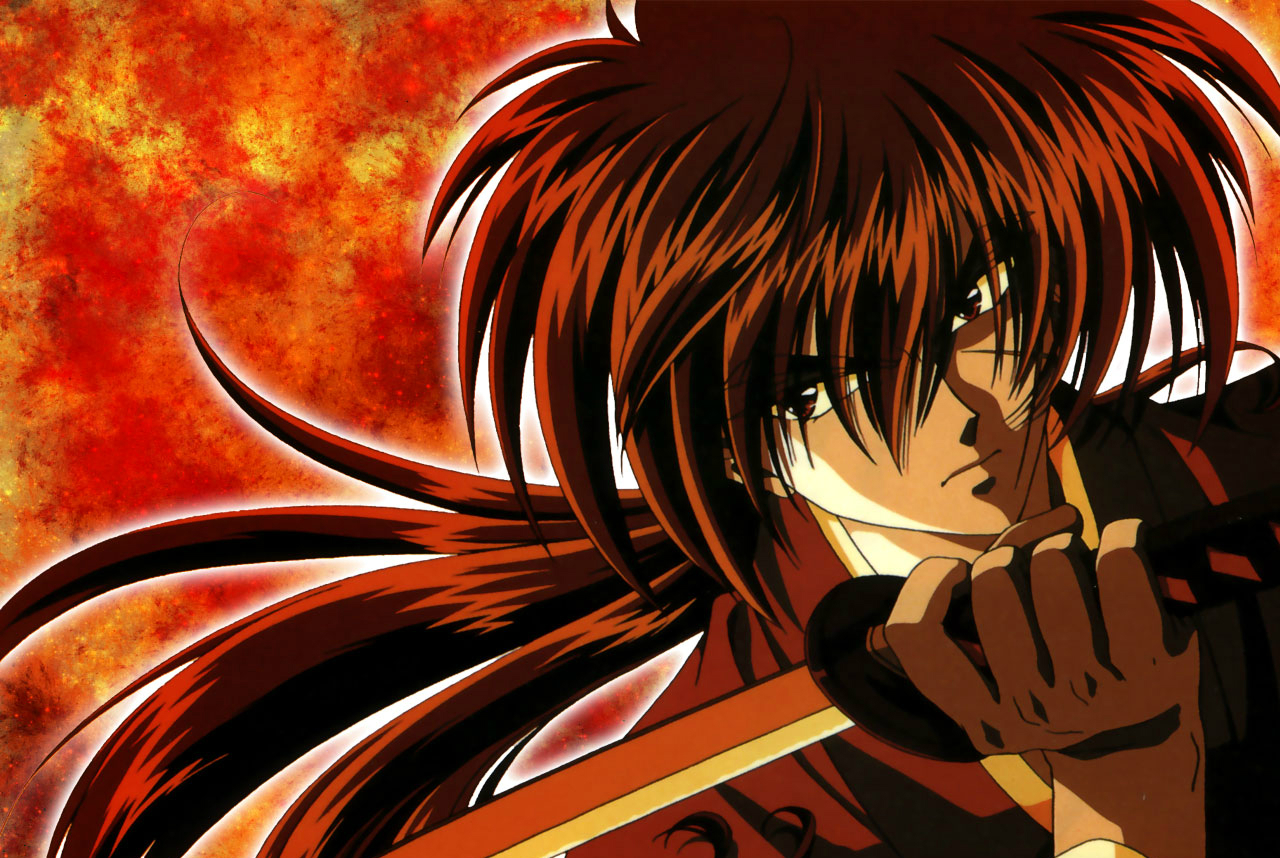 Kenshin Himura Rurouni Kenshin: Meiji Kenkaku Romantan anime long hair