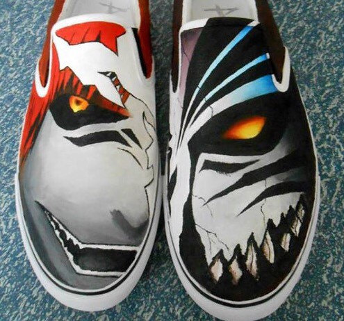 White Anime Printed Shoes