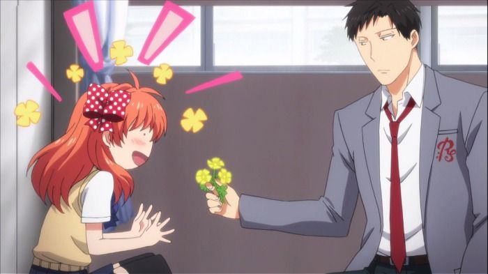 Gakken Shoujou Nozaki-kun giving flowers rom-com