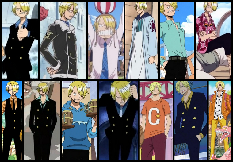 all of sanji's outfits over the course 
