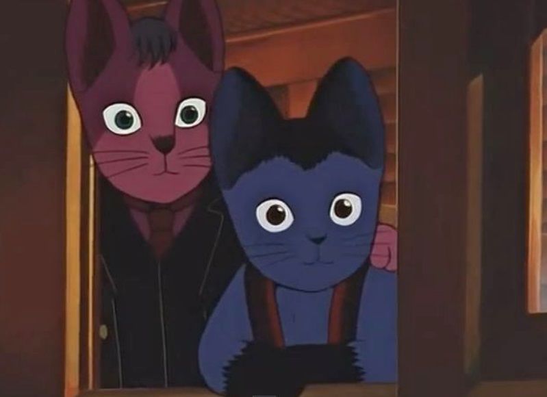 Night on the Galactic Railroad the cat people brothers Giovanni and Campanella on a train