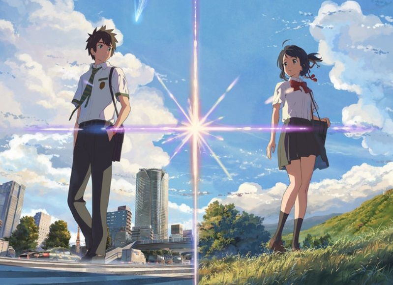 Kimi no no wa your name essential anime movie poster Tachibana and Miyamizu