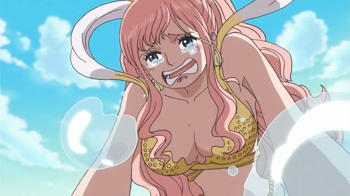 Shirahoshi "Mermaid Princess" from One Piece crying as per usual, looking like most anime emo girls