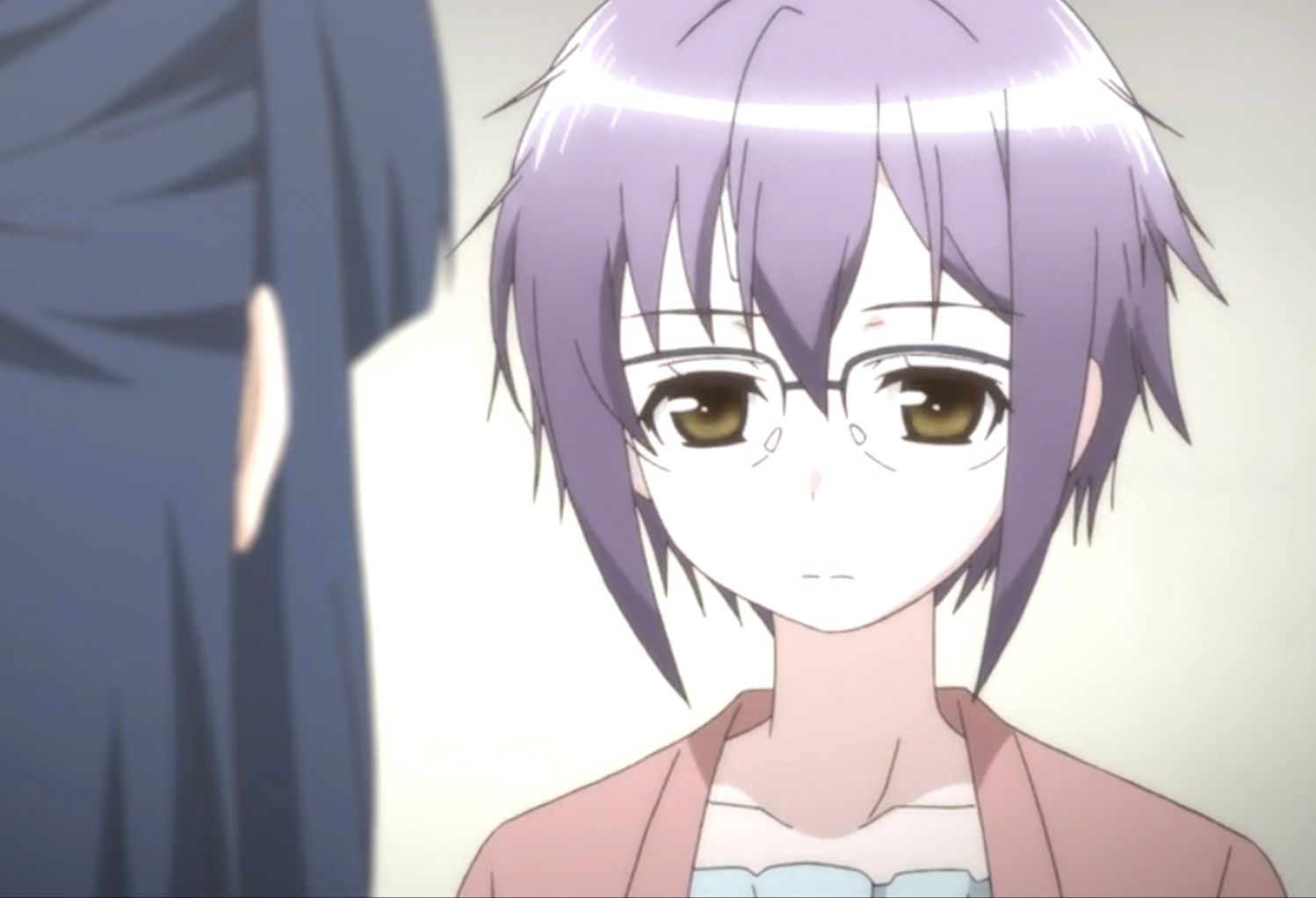 Yuki Nagato acting like most sad emo girls after her car crash as Asakura coddles her