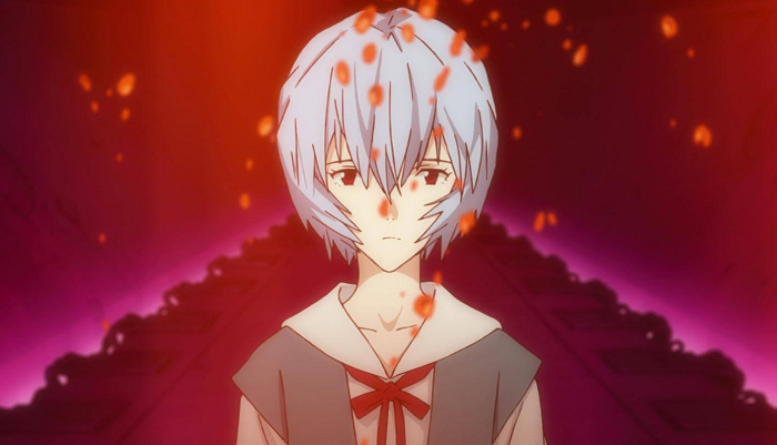 Rei Ayanami looking at &quot;Rei&quot; sadly in Evangelion: 3.0 You Can (Not) Redo