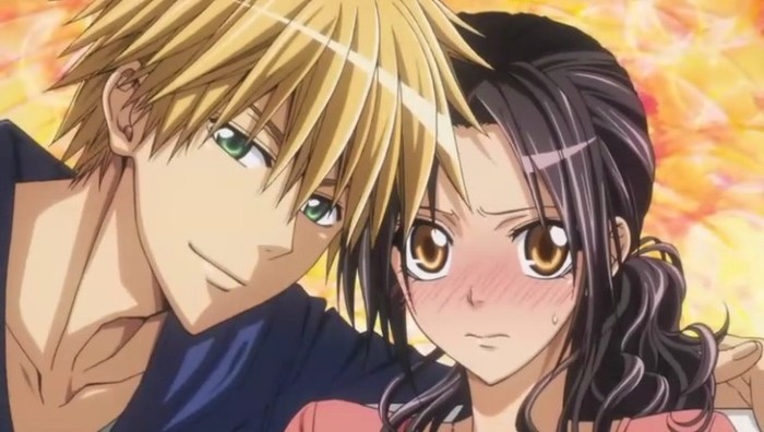 Usui confidently leaning in, Misaki blushing