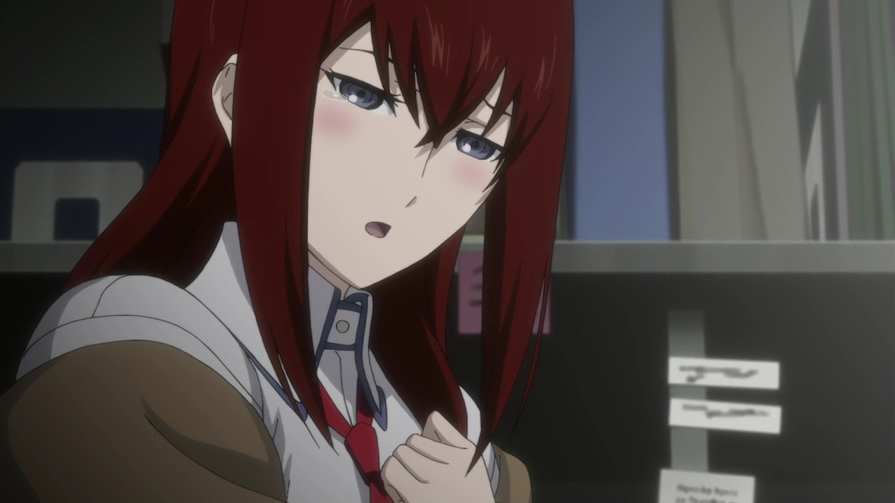 makise kurisu tearing up