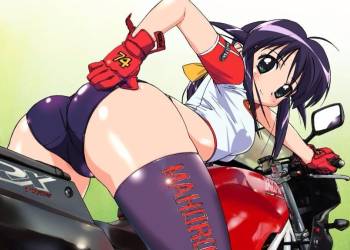 Mahoro Ando posing on motorbike, Mahoromatic: Automatic Maiden