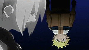 Naruto and Sakura edited together with images of Team 7 appearing in the moon
