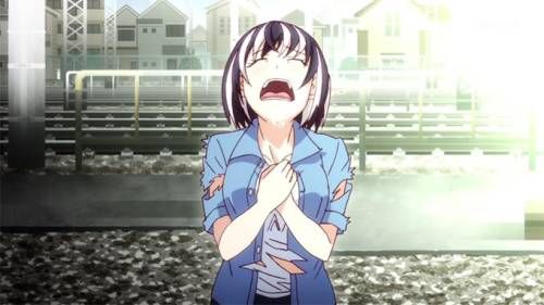 Tsubasa Hanekawa breaking down and crying, Monogatari Series: Second Season