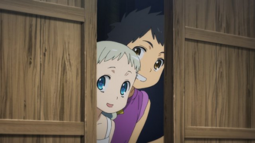 Meiko "Menma" Honma and Jinta "Jintan" Yadomi hiding, anohana: The Flower We Saw That Day The Movie