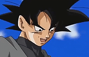 Dark Goku from Dragon Ball Super laughs and then says subarashii