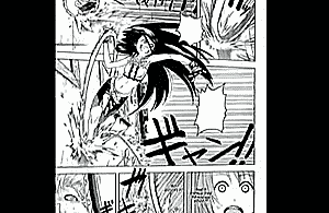 Images of Sui fighting and other characters from the martial arts manga Double Arts