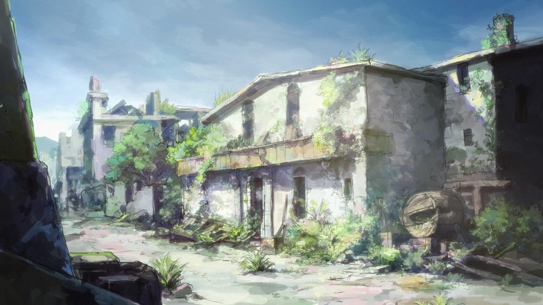 Hai to Gensou no Grimgar dilapidated and overgrown buildings